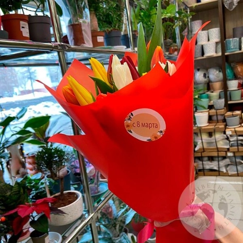 Букет 21 тюльпан микс