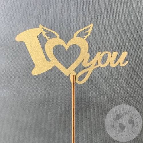 Топпер для цветов "I love you" светло-песочный в магазине Цветы Планеты Топпер для цветов "I love you" светло-песочный
