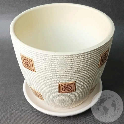 Цветочный горшок керамический Фишка белый бутон в магазине Цветы Планеты