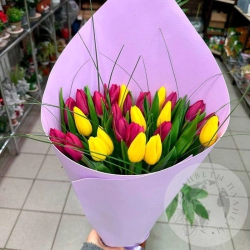 Букет из 25 тюльпанов микс в магазине Цветы Планеты