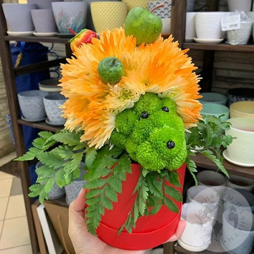 Композиция из кустовой хризантемы "Ежик" в магазине Цветы Планеты