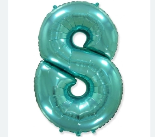 Шар цифра "8", 102 см., тиффани в магазине Цветы Планеты