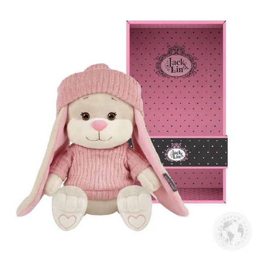 Мягкая игрушка "Зайка в Вязаном Платьице и Шапочке" 20 см, в коробке