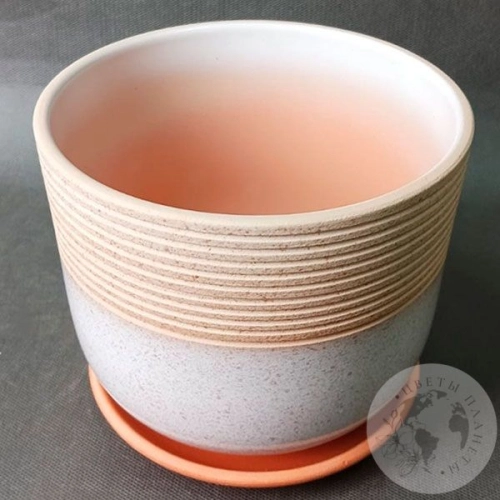 Цветочный горшок керамический Селигер бежевый бук