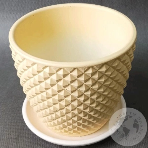 Цветочный горшок керамический Грань желтый бутон