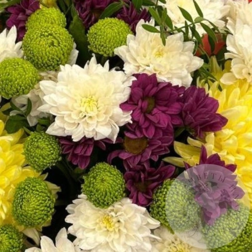 Букет из кустовых и одноголовых хризантем в магазине Цветы Планеты Букет из кустовых и одноголовых хризантем в магазине Цветы Планеты