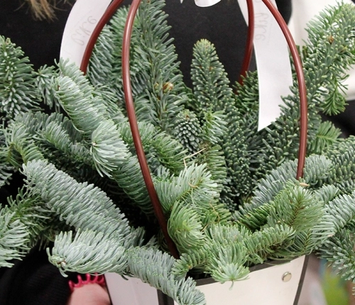 Композиция в сумке на Новый год в магазине Цветы Планеты