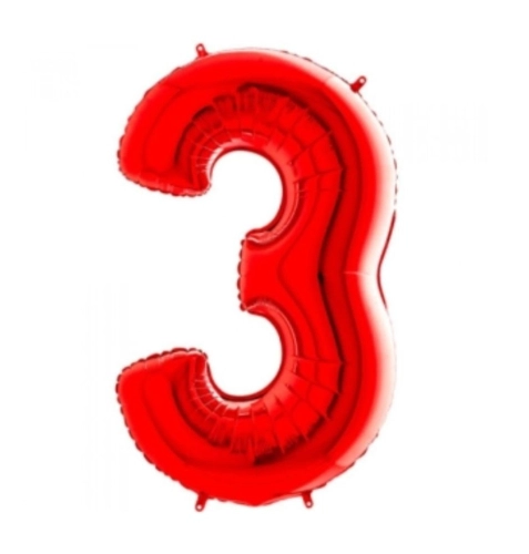 Шар цифра "3", 102 см., красный в магазине Цветы Планеты