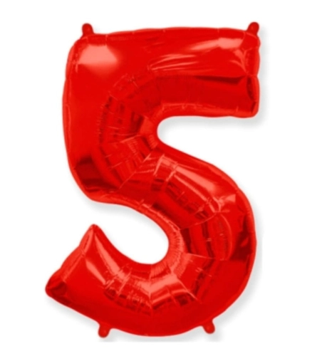 Шар цифра "5", 102 см., красный в магазине Цветы Планеты
