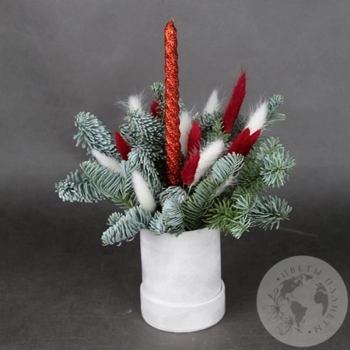 Подарки на Новогодняя композиция в коробке в магазине Цветы Планеты