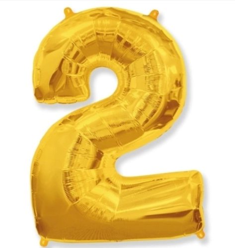 Шар цифра "2", 66 см. Золото в магазине Цветы Планеты