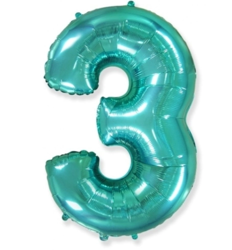 Шар цифра "3", 102 см., тиффани в магазине Цветы Планеты Шар цифра "3", 102 см., тиффани в магазине Цветы Планеты