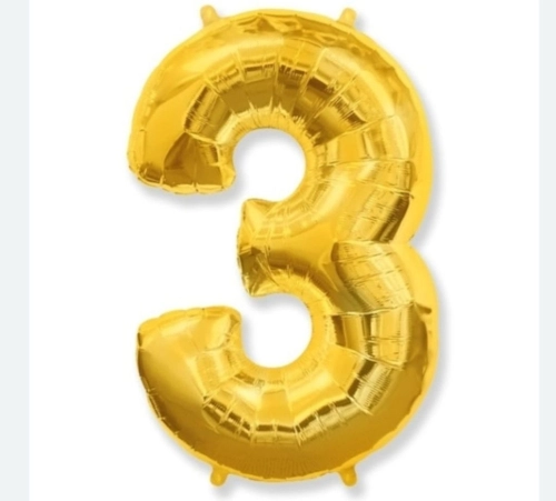 Шар цифра "3", 66 см. Золото в магазине Цветы Планеты