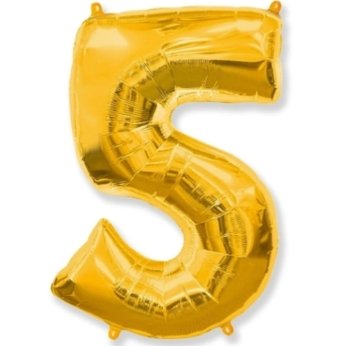 Шар цифра "5", 66 см. Золото в магазине Цветы Планеты