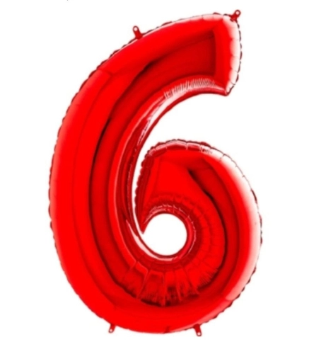 Шар цифра "6", 102 см., красный в магазине Цветы Планеты