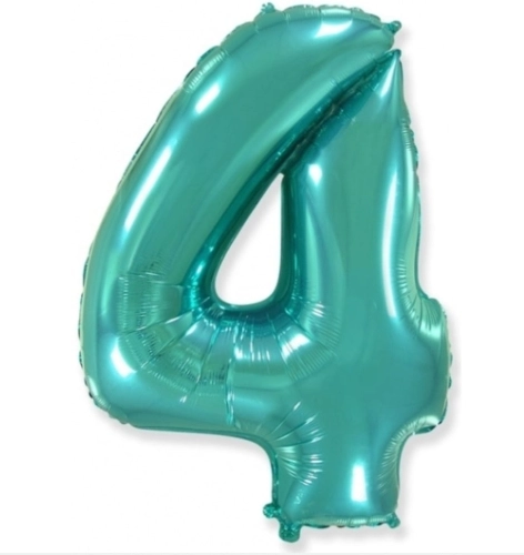 Шар цифра "4", 102 см., тиффани в магазине Цветы Планеты