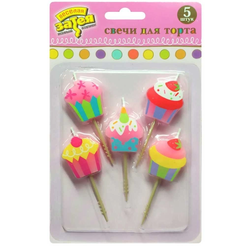 Свечи для торта на пиках Сладкий Праздник 5 шт. в магазине Цветы Планеты