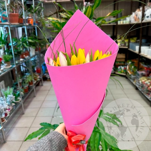 Букет 15 тюльпанов mix в магазине Цветы Планеты