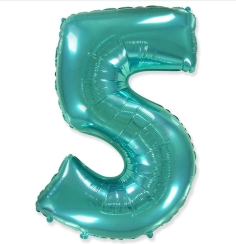 Шар цифра "5", 102 см., тиффани в магазине Цветы Планеты