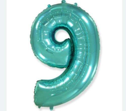 Шар цифра "9", 102 см., тиффани