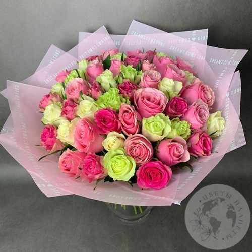 51 роза микс 40 см. в магазине Цветы Планеты