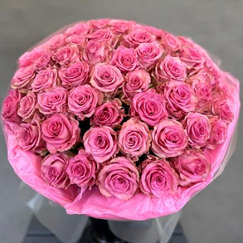Букет розовых роз Эквадор 25 шт. 60 см.