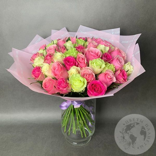 51 роза микс 40 см. в магазине Цветы Планеты