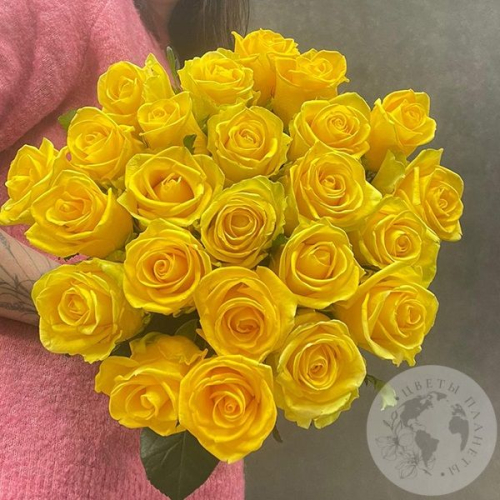 35 роз желтых 50 см. в магазине Цветы Планеты