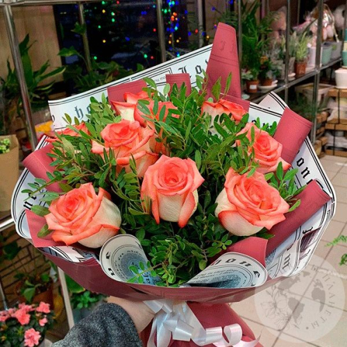Букет из роз и фисташки "Доброе утро" в магазине Цветы Планеты