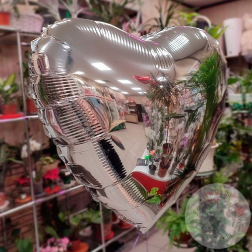 Шар воздушный "Сердце" серебро