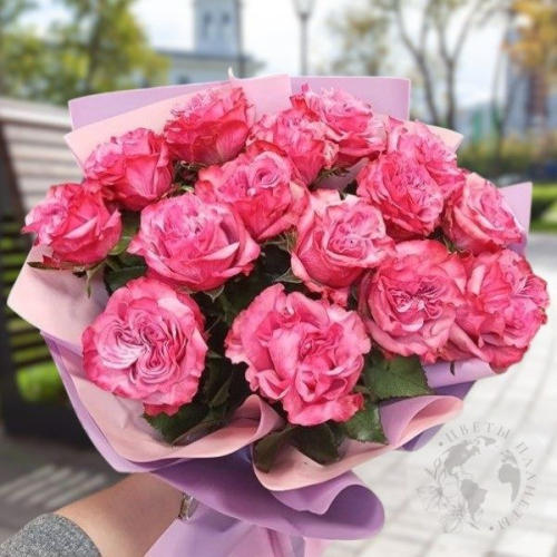 Букет 15 пионовидных роз в магазине Цветы Планеты