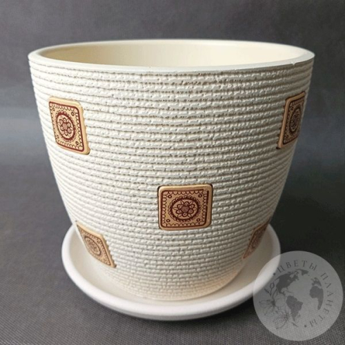 Цветочный горшок керамический Фишка белый бутон в магазине Цветы Планеты