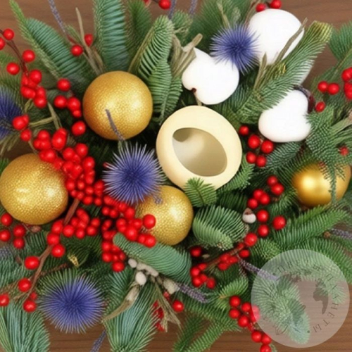 Новогодняя композиция с лавандой в кашпо в магазине Цветы Планеты