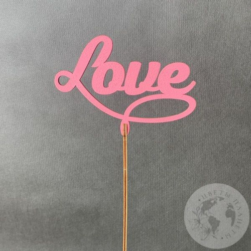 Топпер для цветов "Love" розовый