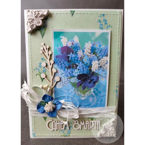 Открытка ручной работы "С днем 8 марта"