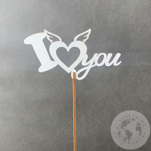Топпер для цветов "I love you" белый