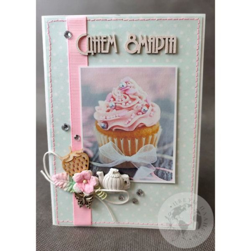 Открытка ручной работы на 8 марта