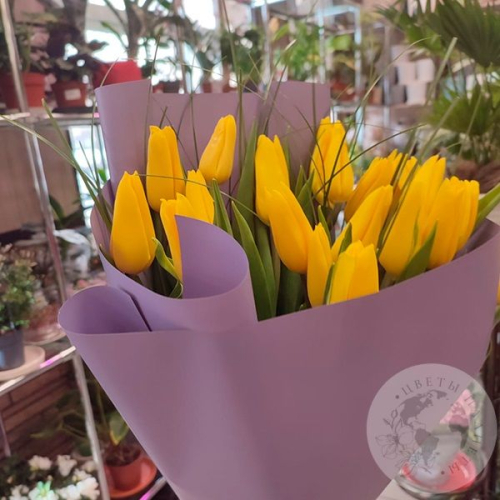 Букет желтых тюльпанов в магазине Цветы Планеты