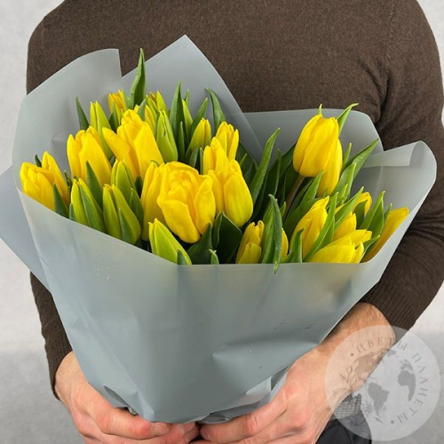 15 тюльпанов желтых в магазине Цветы Планеты