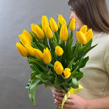 Букет из 25 желтых тюльпанов