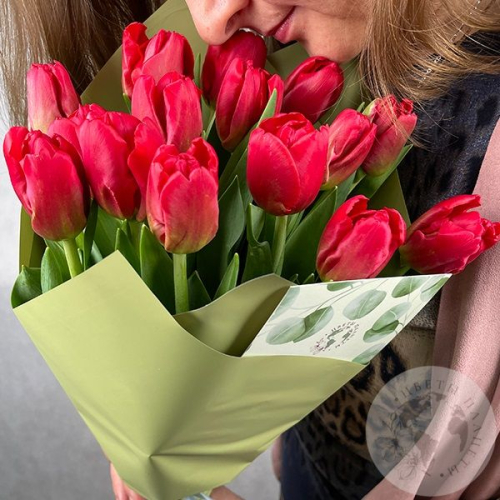 15 тюльпанов красных в магазине Цветы Планеты