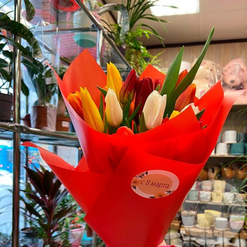 Букет 21 тюльпан микс