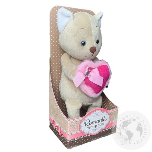 Мягкая игрушка "Котик романтичный с розовым сердечком", 20 см