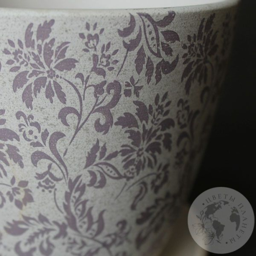 Цветочный горшок керамический Гобелен белый крокус №2 в магазине Цветы Планеты