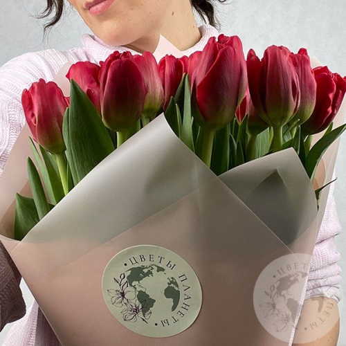 25 тюльпанов красных в магазине Цветы Планеты