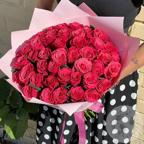 51 розовая роза 40 см. в магазине Цветы Планеты