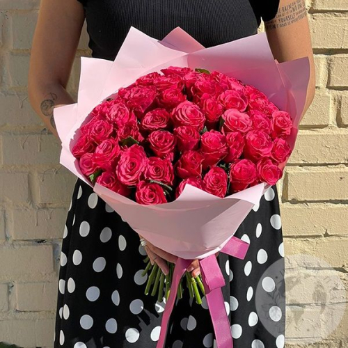 51 розовая роза 40 см. в магазине Цветы Планеты