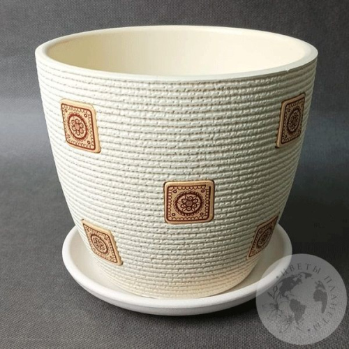 Цветочный горшок керамический Фишка белый бутон в магазине Цветы Планеты