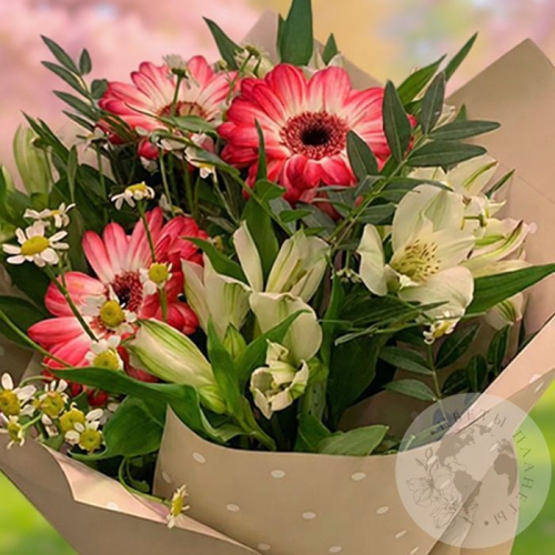 Букет из альстромерии, ромашек и гербер "На торжество"