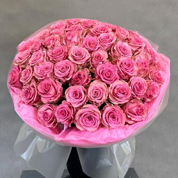 Букет розовых роз Эквадор 25 шт. 50 см.